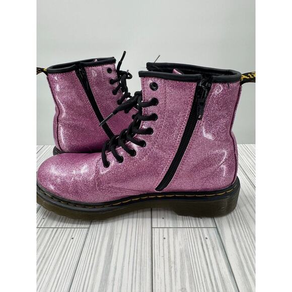 Dr. Martens Shoes - Dr. Martens 1460J Pink Glitter Side Zip Combat Boots Women's Size 5 Men's Size 4